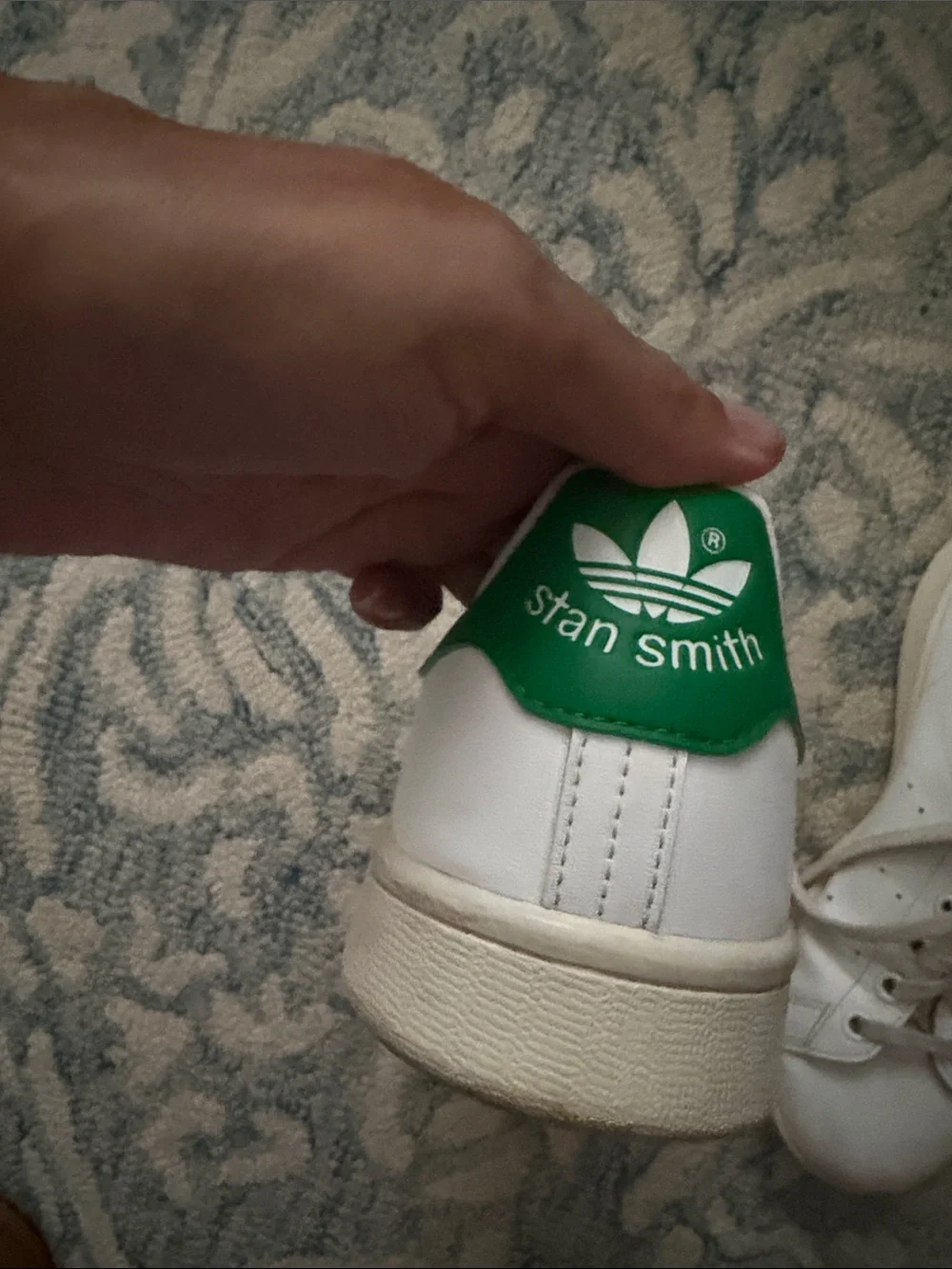 adidas White Leather Sneakers with Green Heel Tab